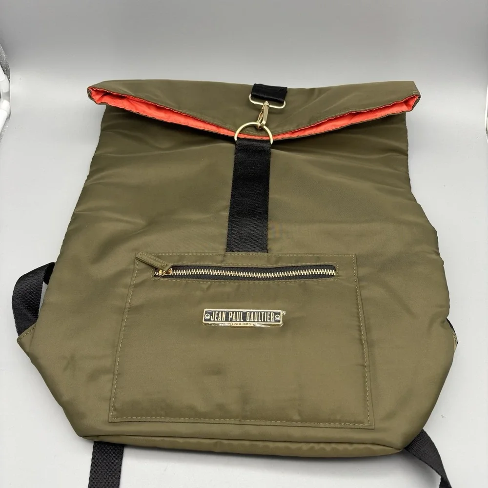 NWOT Jean Paul Gaultier Parfums Olive Green Nylon Travel Weekend Backpack